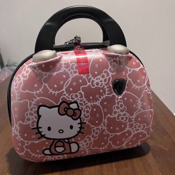 Hello Kitty Beauty Makeup Cosmetic Carrying Case Box Pink Cute Clean ROSE GOLD - Picture 1 of 5